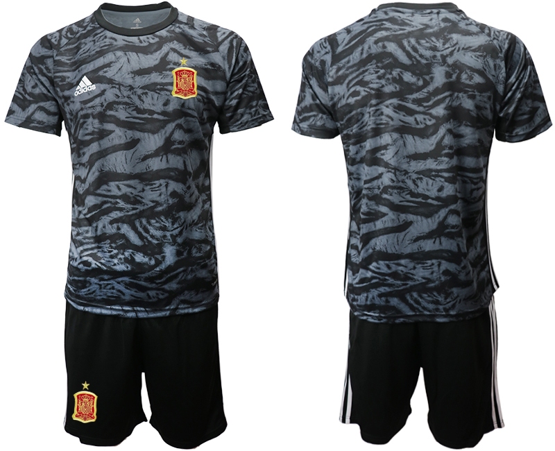 Men 2021 European Cup Spain black goalkeeper Soccer Jersey